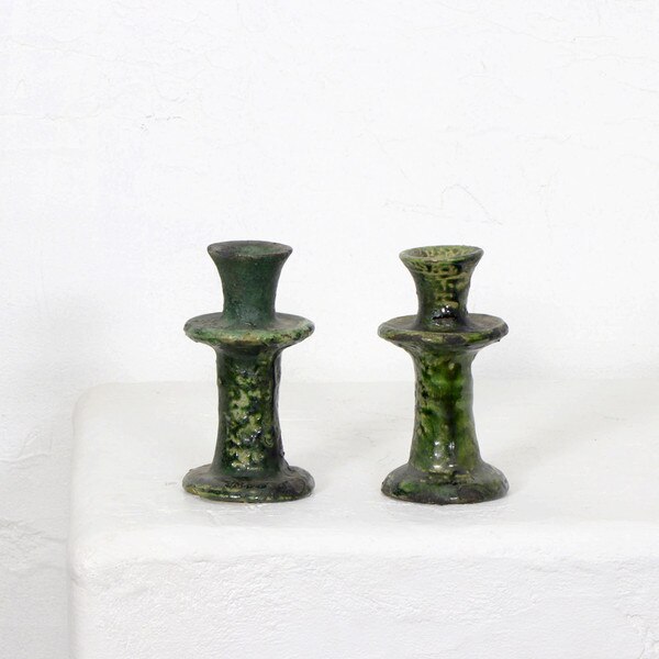 Green Pottery Candle Stick